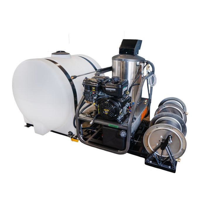 CleanFreak® 4.0 GPM Portable Pressure Washing Station w/ Tank, 2 Reels & Spray Gun (Gas) – 3,500 PSI