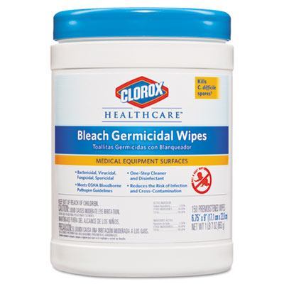 Clorox® Healthcare Bleach Germicidal Wipes (6" x 5" | 150 Wipe Canisters) - Case of 6 Thumbnail