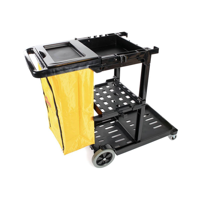 3 Shelf Janitor/Cleaning Cart - right, rear quarter view