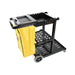 3 Shelf Janitor/Cleaning Cart - right, rear quarter view Thumbnail