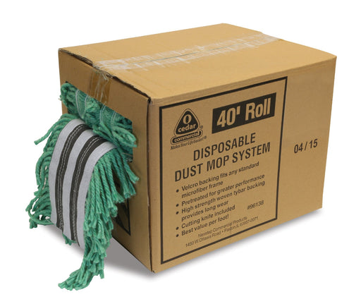 40' Roll of Green Disposable Dust Mops w/ Velcro Backing Thumbnail