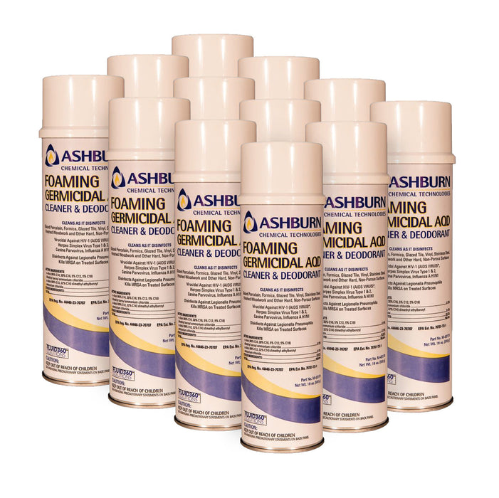 Ashburn Chemical #M-02170 Foaming Germicidal AQD Cleaner, Deodorant & Disinfectant (18 oz. Aerosol Cans) - Case of 12 Thumbnail