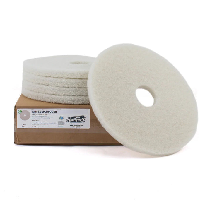 CleanFreak® 14" Round White Floor Buffing Pads - Box w/ Loose Pads