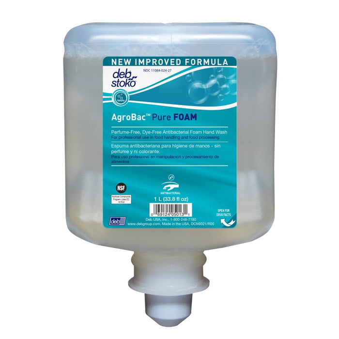 Deb® AgroBac™ Pure FOAM Antibacterial Hand Soap - 1 Liter Cartridges
