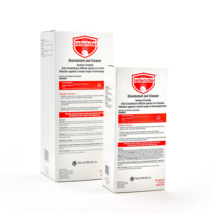 Defender™ EPA-registered Sporicidal Disinfectant, Cleaner & Sanitizer Tablets (3.3 Gram & 13.1 Gram Tablets)