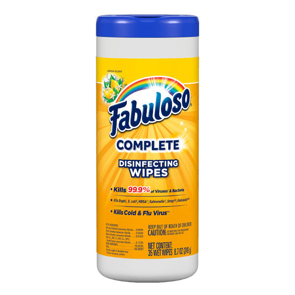 Fabuloso® Complete Lemon Scent Disinfectant Wipes (7 x 8 inch | 90 Wipe Canisters)