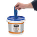 Gojo® Blue Fast Towels Mechanics Hand Cleaning Wipes Being Pulled Out From the Bucket