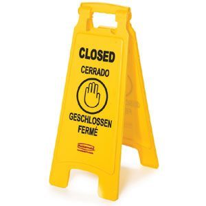 Rubbermaid® 4-Language Yellow Closed Floor Sign Thumbnail