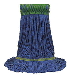 MaxiClean® #97157 Cotton & Synthetic Blend Blue Wet Mop w/ 5" Wide Band (Size: Large) - Looped End Thumbnail