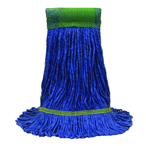 MaxiClean® Cotton & Synthetic Blend Blue Wet Mop w/ 5" Wide Band (Size: Medium | Looped Ends) - Case of 12 Thumbnail