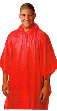 Safety Zone® Red Disposable PVC Rain Poncho Thumbnail
