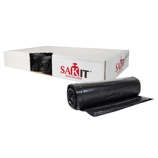 Sak-It™ 60 Gallon Black Low Density Coreless Trash Can Liners (38" x 58" | 1.5 Mil) - Case of 100 Thumbnail