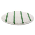 17" White Carpet Scrubbing Bonnet with Green Agitation Stripes