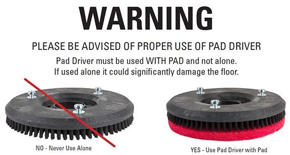 24 inch auto scrubber pad driver warning