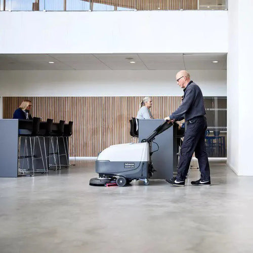 Advance SC370 Floor Scrubber Cleaning a Cafeteria Floor Thumbnail