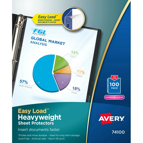 Box of 100 Avery Heavyweight 8.5 x 11 inch Clear Sheet Protectors Thumbnail