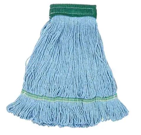 Cotton, Rayon & Synthetic Blend Blue Wet Mop w/ 5" Headband (Size: Medium | Loop Ends) Thumbnail