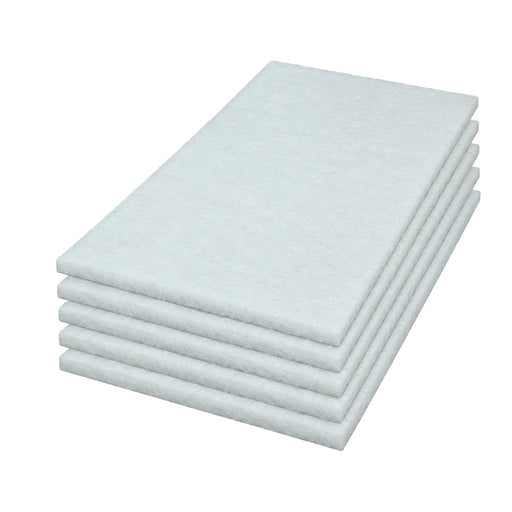 14 x 20 inch White Rectangular Floor Buffing Pads - Case of 5 Thumbnail