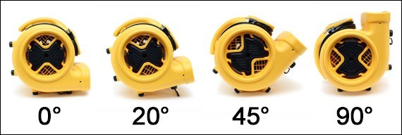 CleanFreak air mover drying at different angles CleanFreak air mover drying at different angles