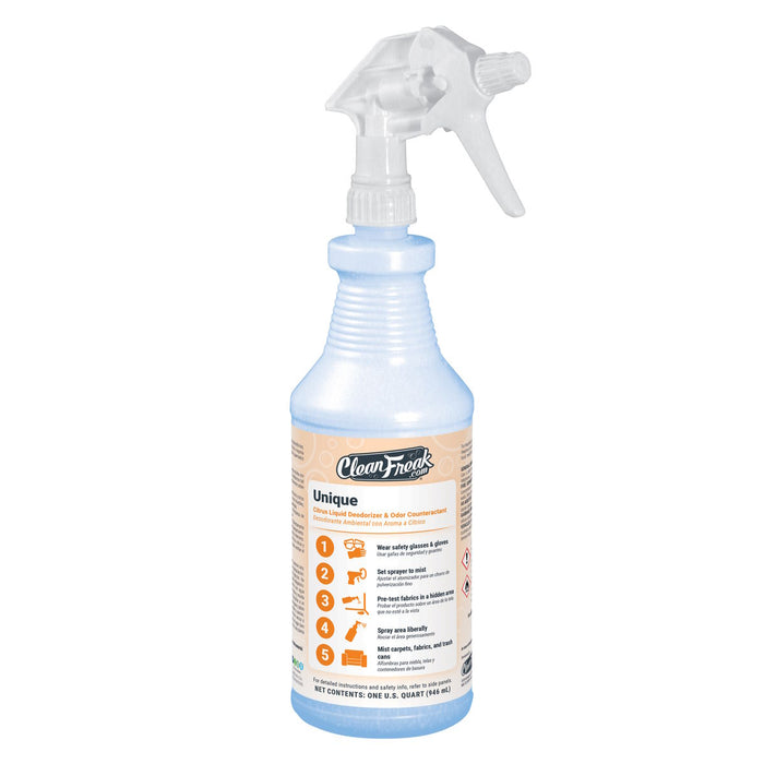 CleanFreak® 'Unique' Citrus Liquid Deodorizer & Odor Counteractant Quart Bottle with Sprayer