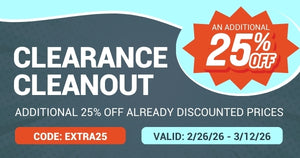 Clearance cleanout sale advertisement with 25% off discount on Clearance. Ends 3/12/26.