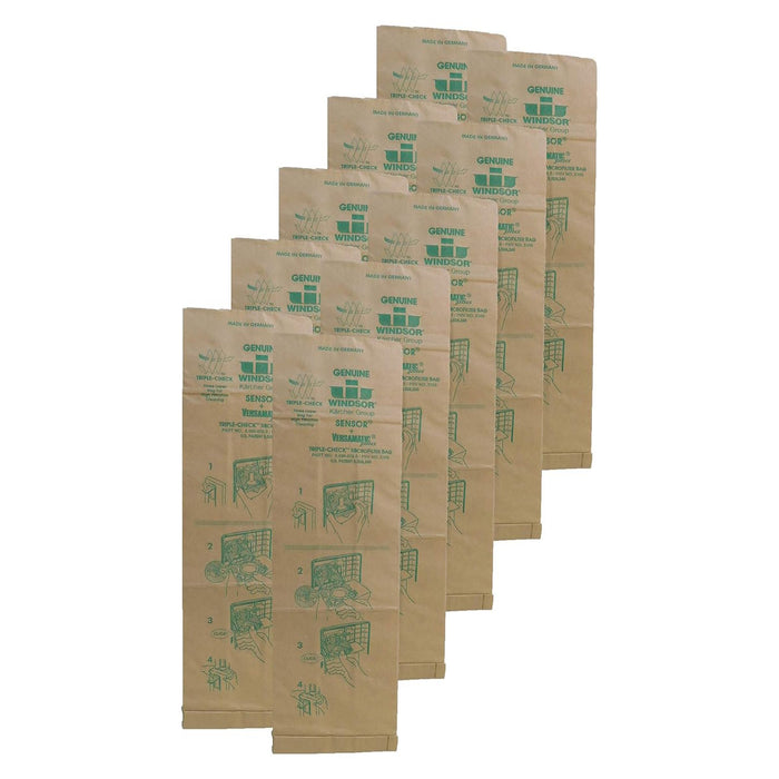 Genuine Replacement Vac Bags for Windsor® Sensor® S12 & Versamatic Upright Vacuums - Pack of 10