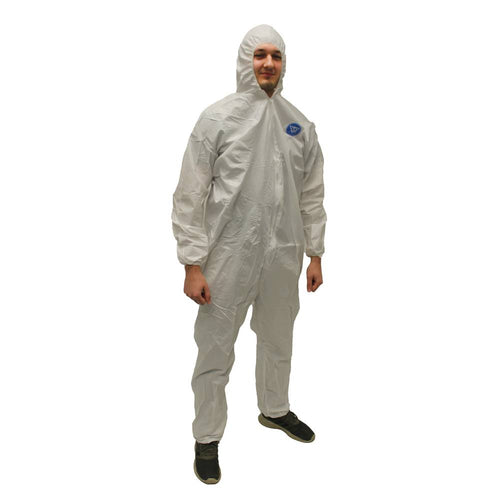 Malt by Impact ProMax Microporous White Coveralls with Zipper Front, Attached Hood, Elastic Wrists and Ankles Thumbnail