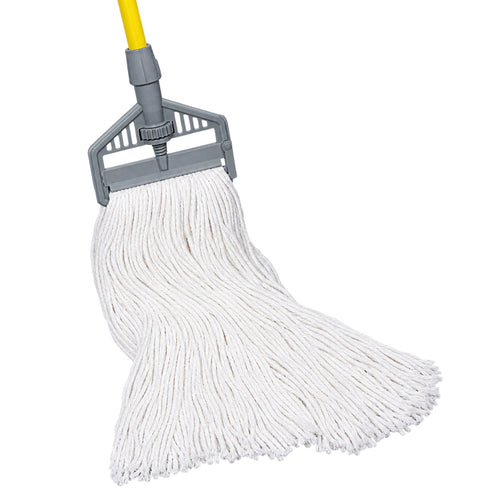 Kelsan 16 ounce Sno-White Heavy Duty Rayon Wet Mop with Cut Ends and 1.25 inch Headband Thumbnail