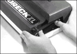 First loop the belt over the drive shaft, then over the brush roll. First loop the belt over the drive shaft, then over the brush roll.