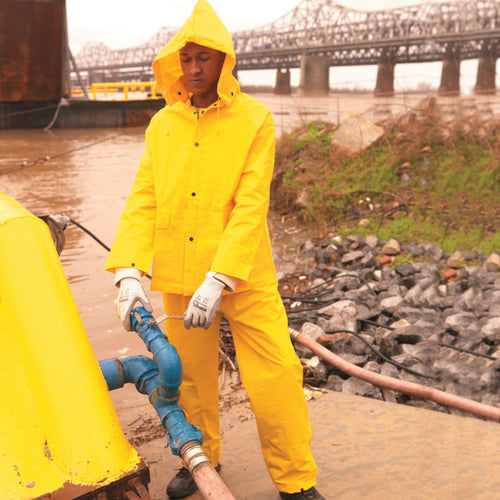 City Worker Doing Maintenance Wearing a MCR Safety #2003 Rain Suit Thumbnail