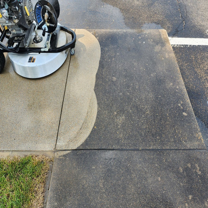 Concrete Sidewalk Before & After Using the PressureMower™ Mobile Concrete Surface Cleaner 