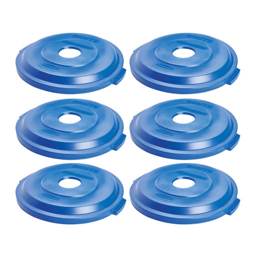Blue Recycling Lid for Cans (#1788376) for the Rubbermaid® Brute™ 32 Gallon Recycling Container - Case of 6 Thumbnail