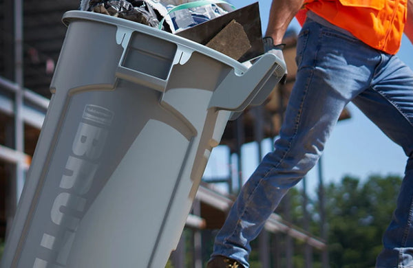 Rubbermaid Brute Trash Can on a Job Site