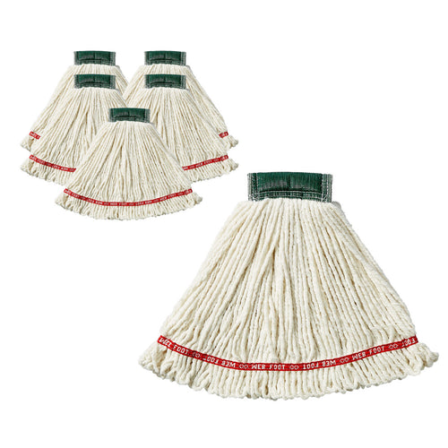 Rubbermaid® Web Foot® Cotton & Synthetic Blend Shrinkless® White Wet Mop w/ 5" Headband (Size: Medium | Looped Ends)  - Case of 6 Thumbnail