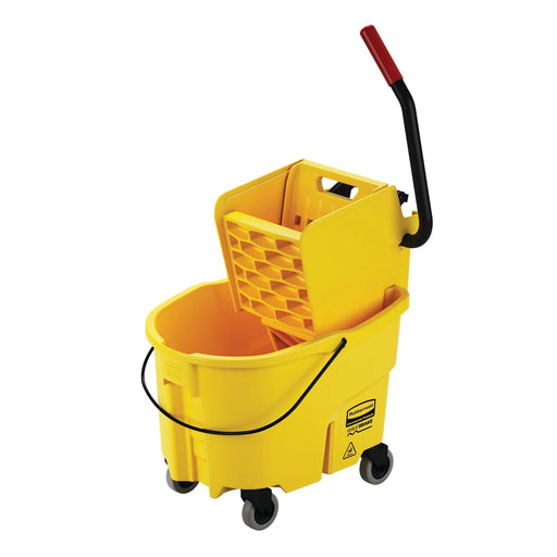 Rubbermaid Wavebrake 26 Quart Sidepress Yellow Mop Bucket and Wringer (#FG748000YEL) Thumbnail
