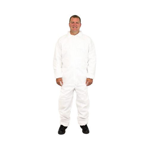 Safety Zone White SMS Coveralls with Elastic Wrists & Ankles Thumbnail