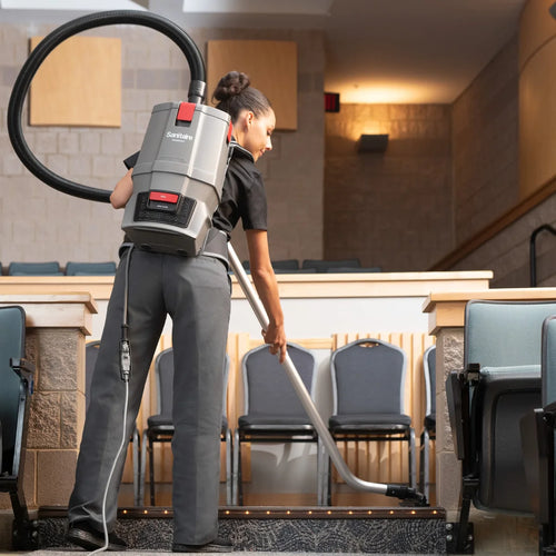 Vacuuming Stairs with the Sanitaire Transport Cord Electric Backpack Vacuum Thumbnail