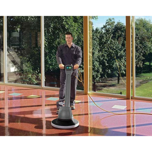 Tennant Dual Speed Floor Buffer Cleaning a Hallway Thumbnail