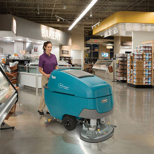 Tennant® T600 Self-Propelled Walk Behind Automatic Floor Scrubber in Use Thumbnail