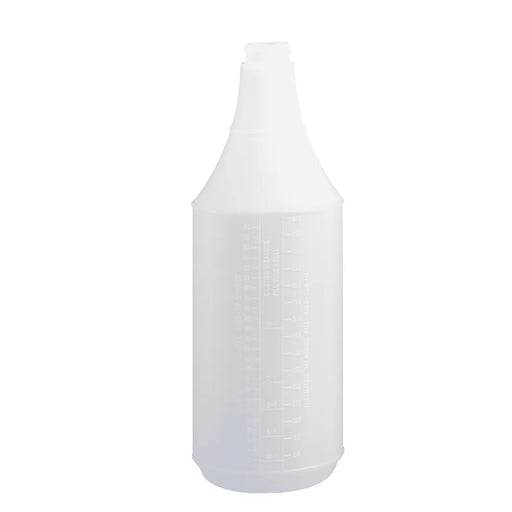 Tolco 32 ounce White 9.5 inch Tall Round Spray Bottle with Embossed Measuring Scale Thumbnail