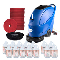 17" Electric Auto Scrubber Floor Cleaning Package w/ Brush, Pads, Degreaser & Defoamer Thumbnail
