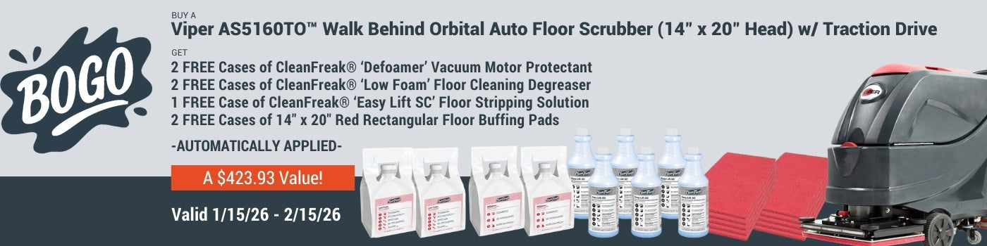 Buy the Viper AS5160TO Scrubber & get 5 cases of chemicals and 2 cases of pads Free. Ends 2/15/26