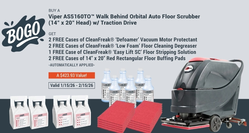 Buy the Viper AS5160TO Scrubber & get 5 cases of chemicals and 2 cases of pads Free. Ends 2/15/26