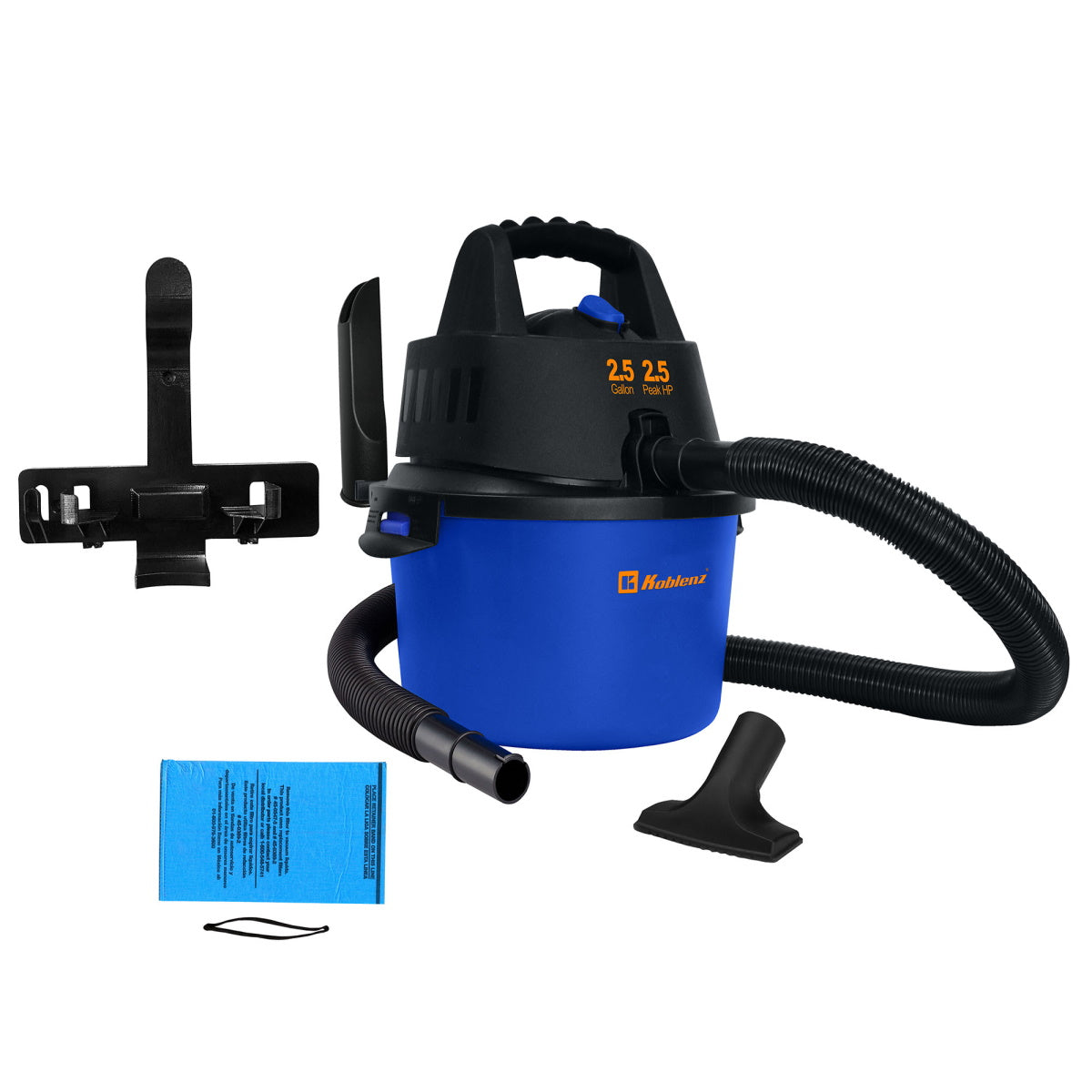 Koblenz® 2.5 Gallon Wet Dry Blower Vac w/ Hose & Accessories - 2.5 HP —