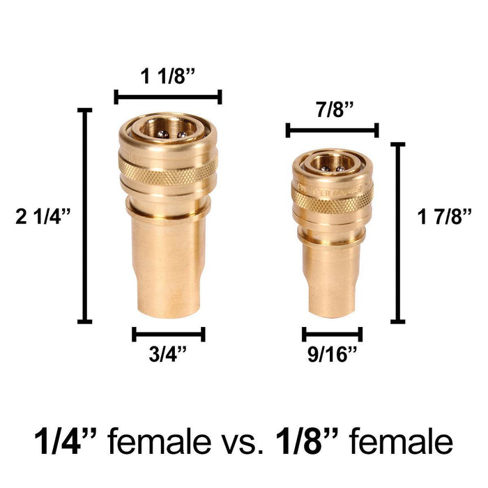 1/4 inch female fitting compared to 1/8 inch female fitting