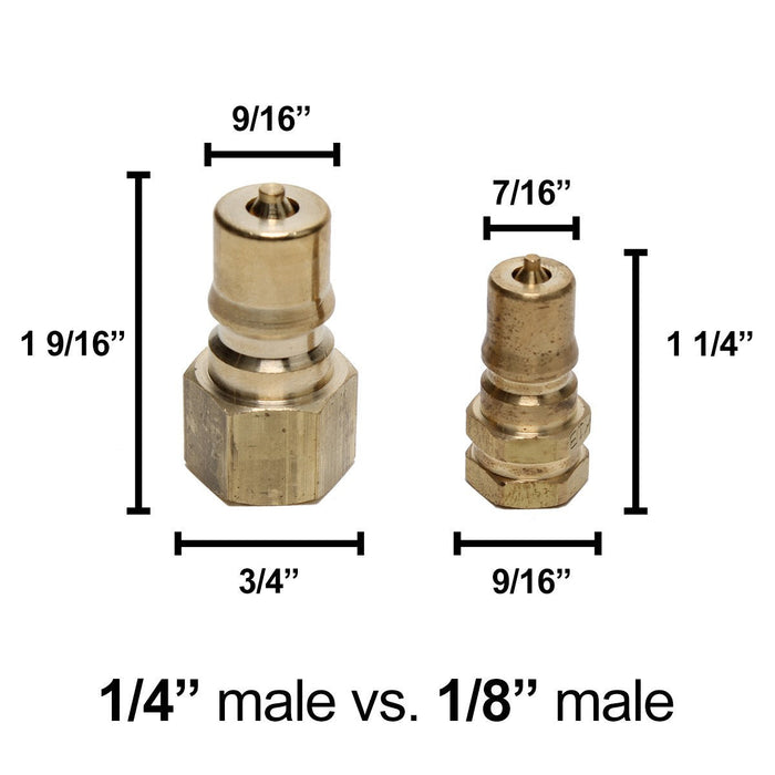 1/4 inch male fitting compared to 1/8 inch male fitting