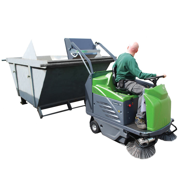 48 inch Large Area Rider Sweeper Hopper Dumping