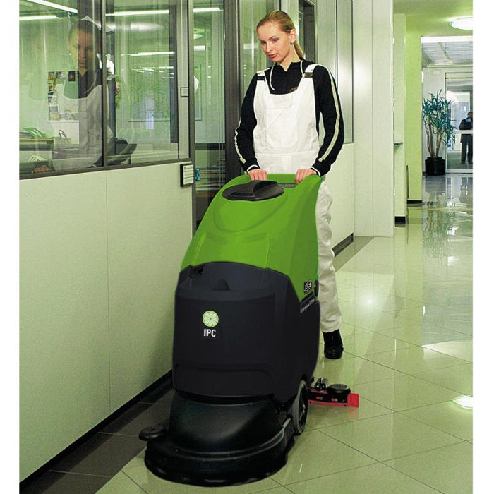 Eco-Friendly Automatic Scrubber Cleaning a Hallway