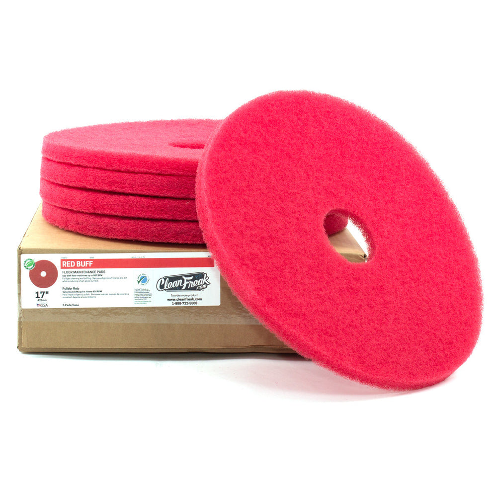 17" Red Floor Buffing & Scrubbing Pads - Case of 5 — CleanFreak.com