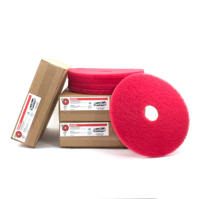 17 inch Red Floor Buffing & Scrubbing Pads - Family